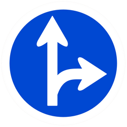 Obrigatório seguir em frente ou virar à direita.