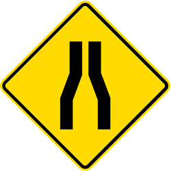 Yol daralması uyarısı.