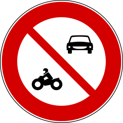 Motocicletas y automóviles prohibidos.