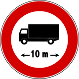 Vehicles longer than indicated prohibited.