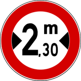 Vehicles wider than indicated prohibited.