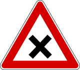 Warning for an uncontrolled crossroad.