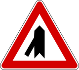 Warning for merging traffic from the left.