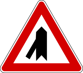 Warning for merging traffic from the left.