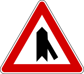 Warning for merging traffic from the right.