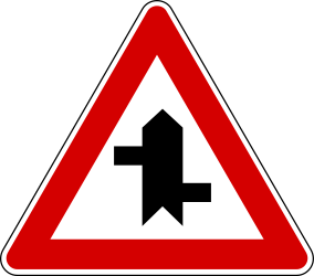 Warning for a staggered junction.