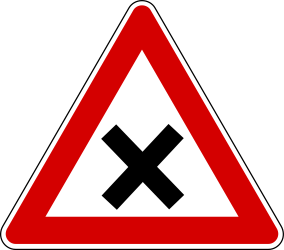 Warning for an uncontrolled crossroad.