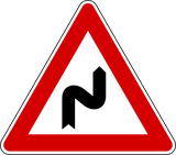 Warning for a double curve, first right then left.