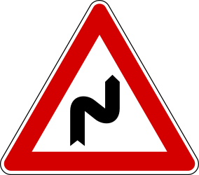 Warning for a double curve, first right then left.