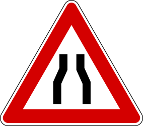 Warning for a road narrowing.