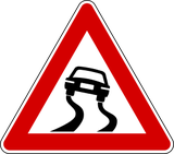 Warning for a slippery road surface.