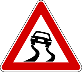 Warning for a slippery road surface.