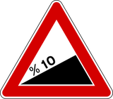 Warning for a steep ascent.