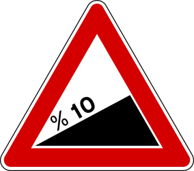 Warning for a steep ascent.