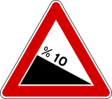 Warning for a steep descent.