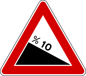 Warning for a steep descent.