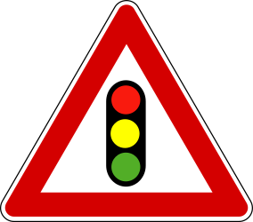 Warning for traffic lights ahead.
