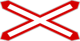 Warning for a railway crossing with one track.