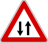 Warning for a road with two-way traffic.