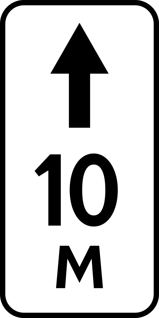 Start of regulation for ... metres.