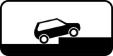 Perpendicular parking partially on pavement.