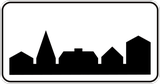 Start of a built-up area.