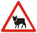 Warning for cattle on the road.