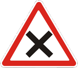 Warning for an uncontrolled crossroad.
