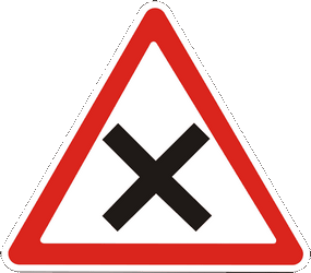 Warning for an uncontrolled crossroad.