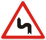 Warning for a double curve, first left then right.