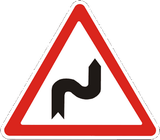 Warning for a double curve, first right then left.