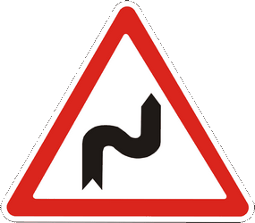 Warning for a double curve, first right then left.