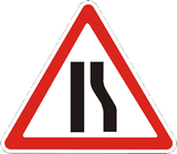 Warning for a road narrowing on the right.