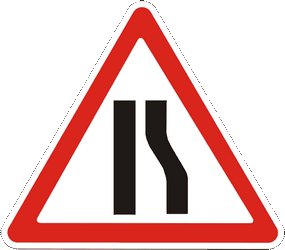 Warning for a road narrowing on the right.