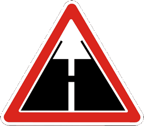 Warning for an unpaved road surface.