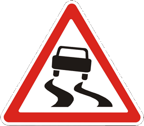 Warning for a slippery road surface.