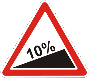 Warning for a steep ascent.