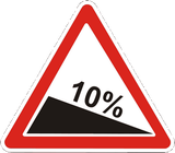 Warning for a steep descent.
