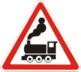 Warning for a railway crossing without barriers.