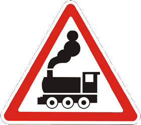 Warning for a railway crossing without barriers.