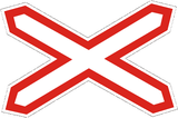 Warning for a railway crossing with one track.