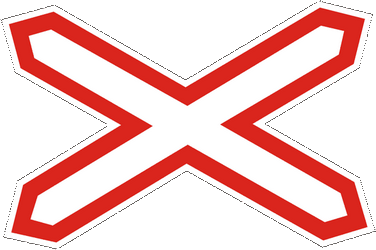 Warning for a railway crossing with one track.