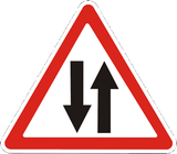 Warning for a road with two-way traffic.
