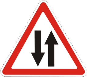 Warning for a road with two-way traffic.
