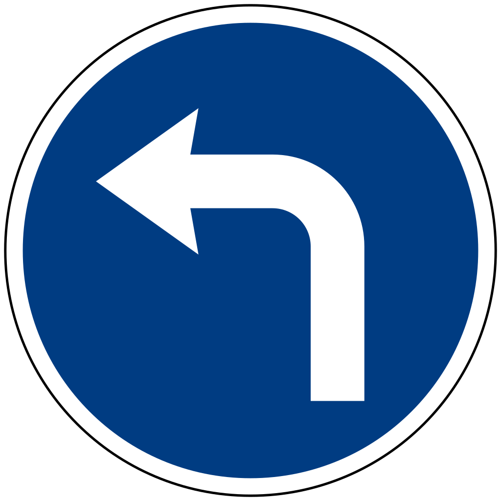 Turning left mandatory.