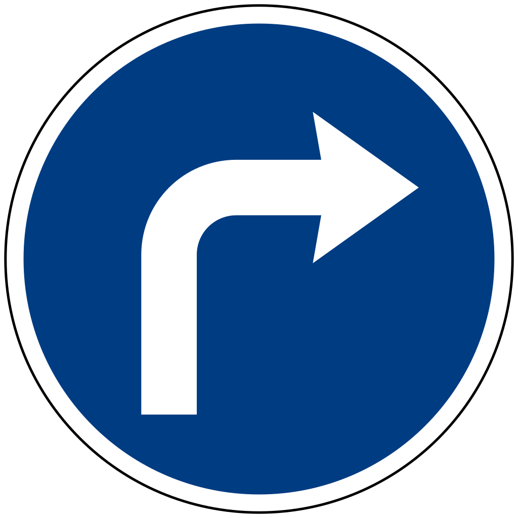 Turning right mandatory.