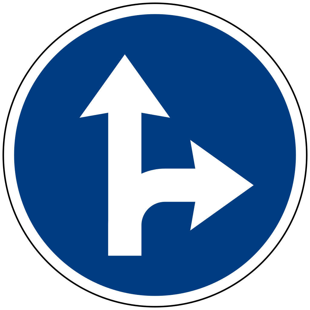 Driving straight ahead or turning right mandatory.
