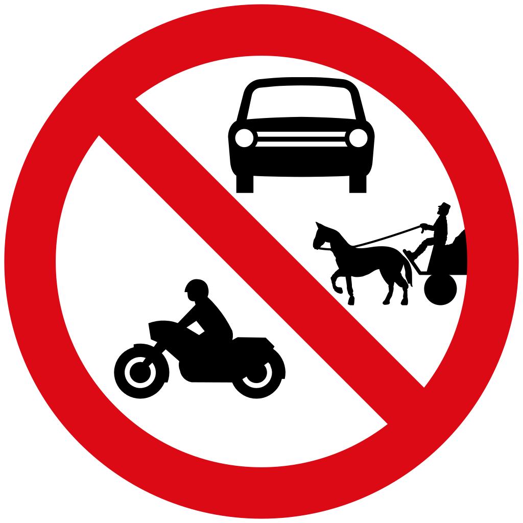 Motocicletas, automóviles y carros de caballos prohibidos.