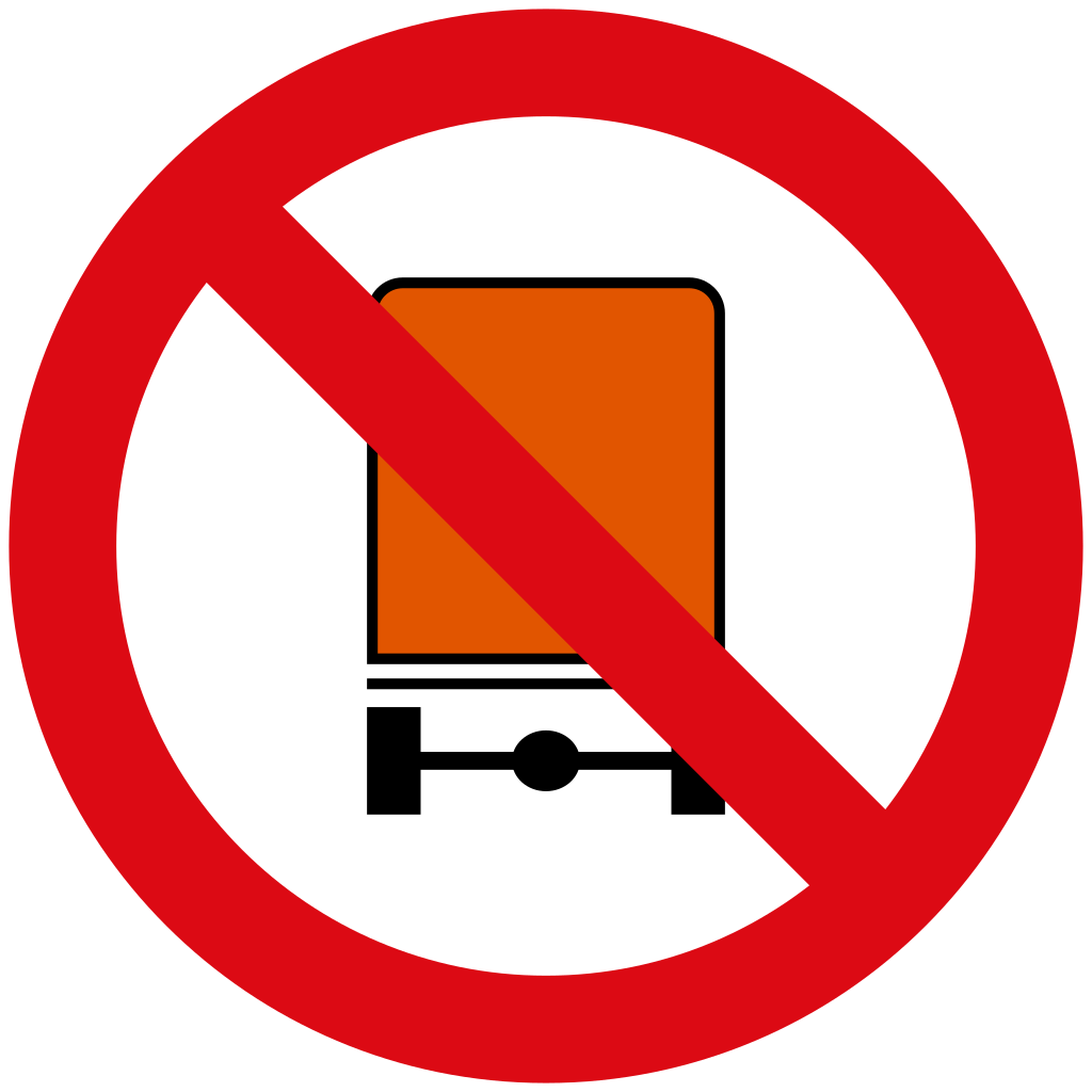 Vehículos con mercancías peligrosas prohibidos.