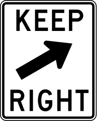 Obstakel rechts voorbijrijden.